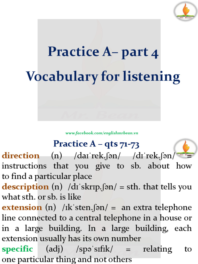 Vocabulary Practice for Listening Skills | PDF