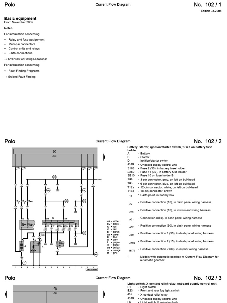 VW Polo 9N Wiring and Fuse Diagrams PDF Headlamp Vehicles
