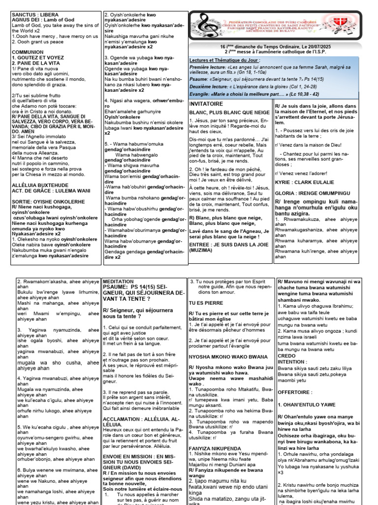 Liturgie du 20 juillet 2025 | PDF | Liturgie et culte chrétien