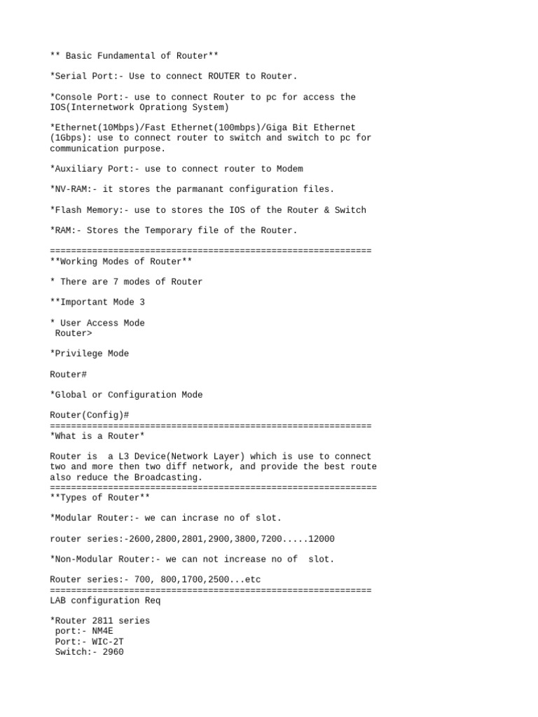 Router Baisc | PDF | Router (Computing) | Network Switch