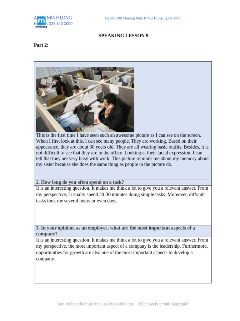 Speaking Lesson 9 | PDF