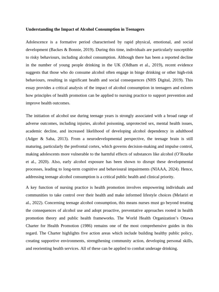 Impact of Teen Alcohol Consumption | PDF | Adolescence | Psychology