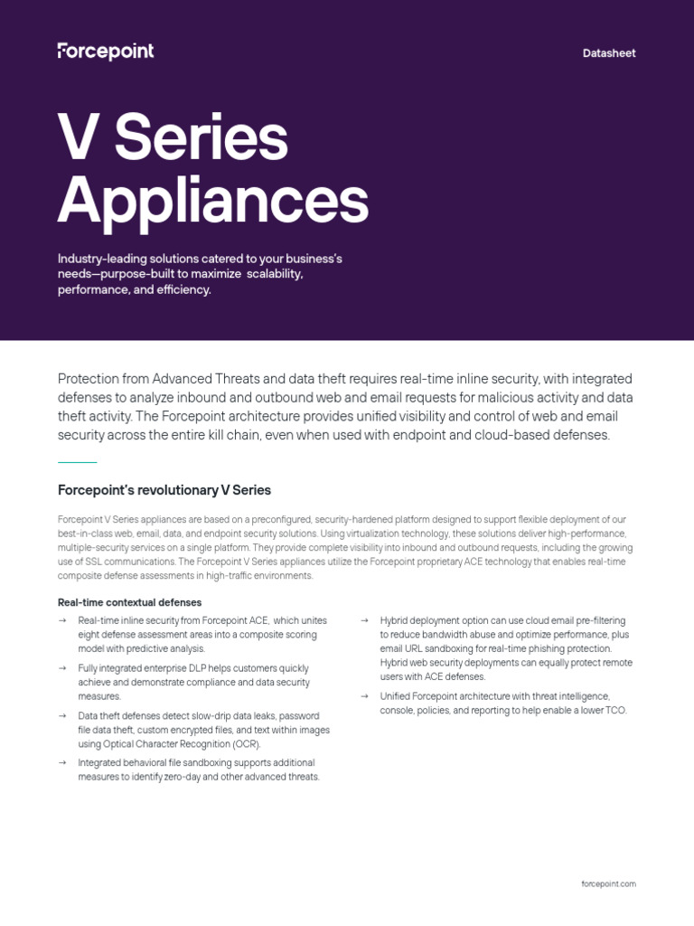 Forcepoint V Series Appliance Overview | PDF | Security | Computer Security