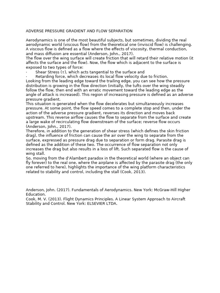 Adverse Pressure Gradient in Aviation | PDF | Drag (Physics) | Fluid ...