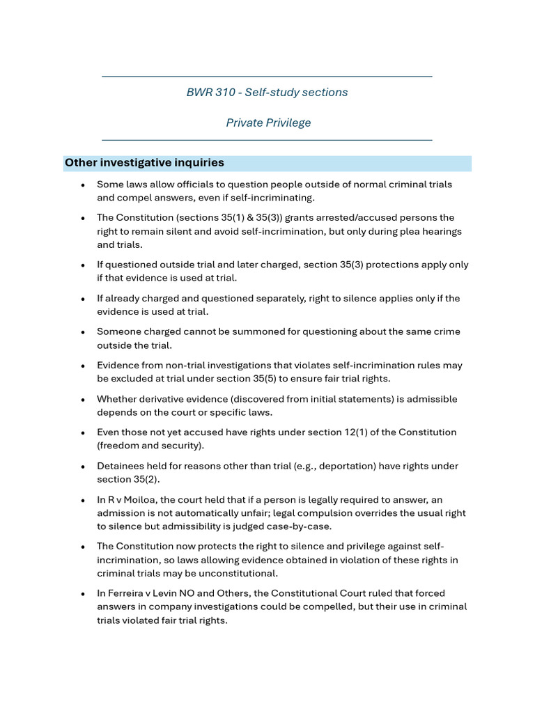 Understanding Self-Incrimination Rights | PDF | Right To Silence | Self ...