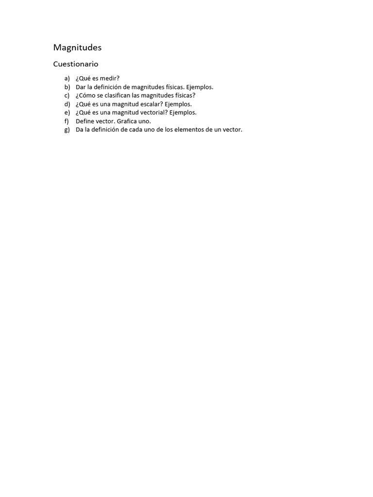 Definición y Clasificación de Magnitudes | PDF