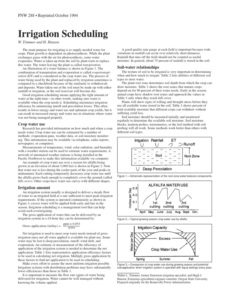 Irrigation Scheduling Water Use Soil Free 30day Trial Scribd