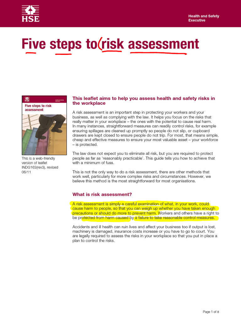 Five Steps To Risk Assessment | PDF | Risk | Occupational Safety And Health