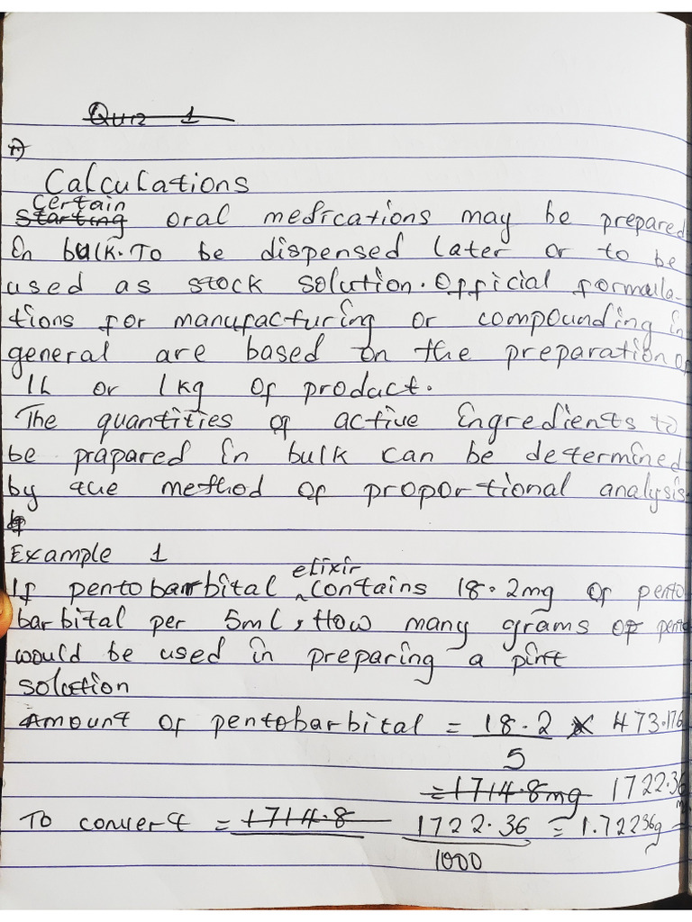 Pharm Calculation Updated Note | PDF