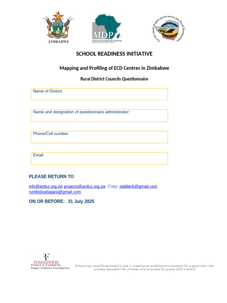 ECD Centre Mapping in Zimbabwe | PDF | Teachers