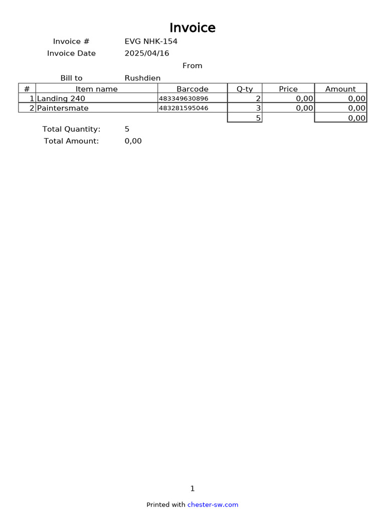 Sample Invoice v1 20250416 EVG NHK-154 Rushdien | PDF