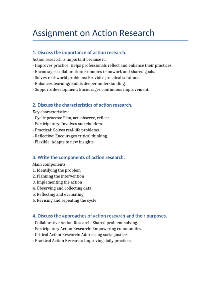 Action Research: Importance, Components, and Methods | PDF