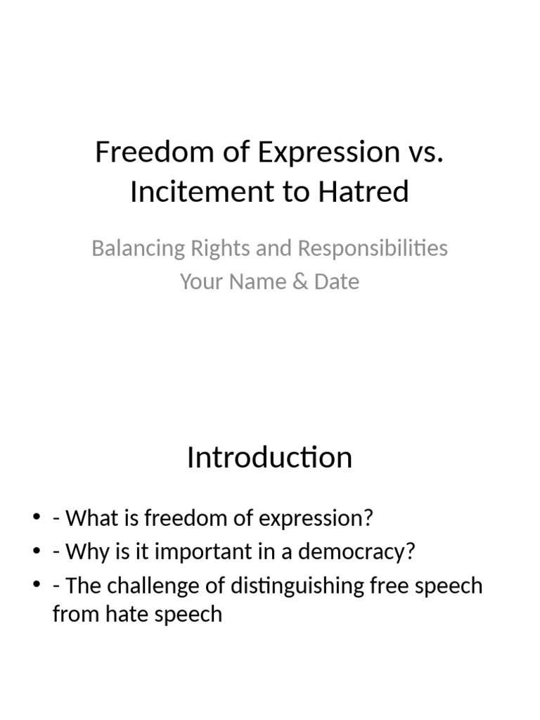 Freedom of Expression Vs Incitement To Hatred | PDF