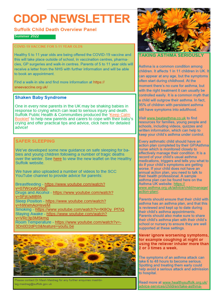 Cdop Newsletter Summer 2022 | PDF | Asthma | Diseases And Disorders
