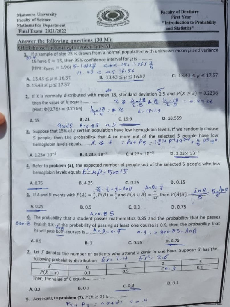 Stat. Final Exam | PDF | Statistical Theory | Statistical Analysis