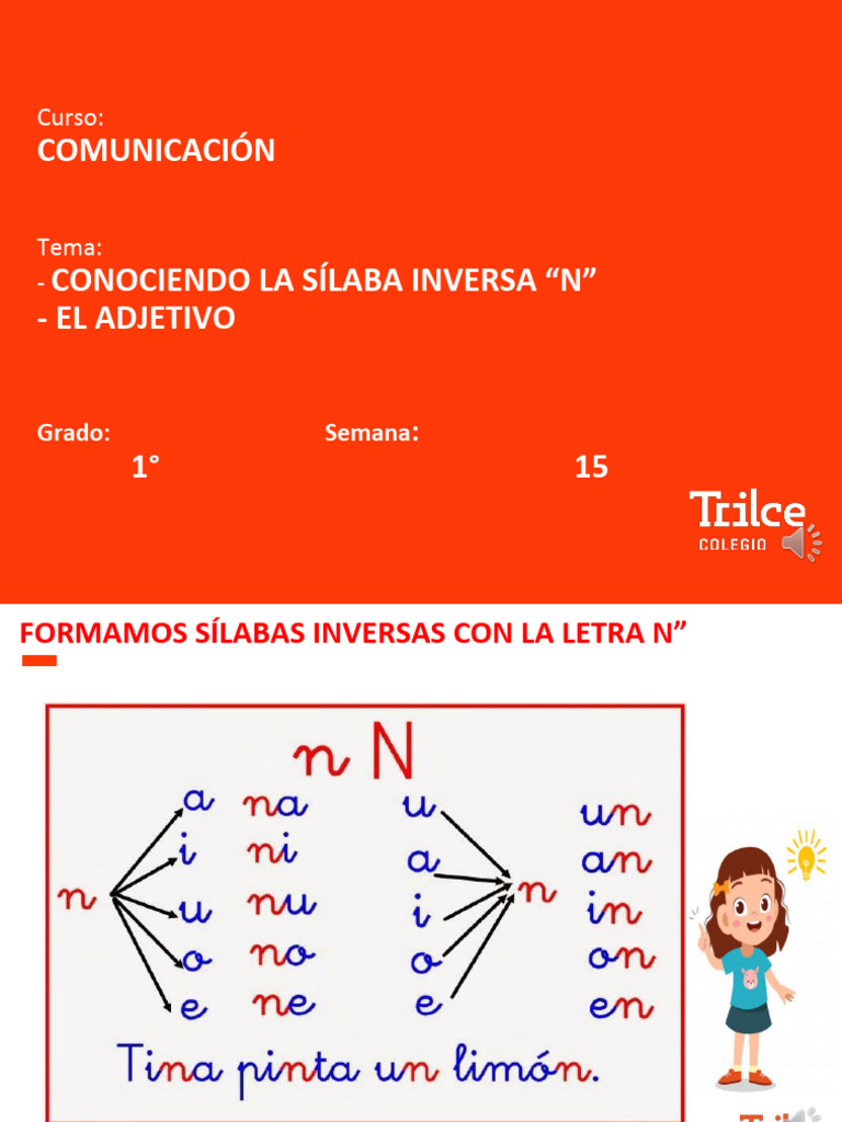 Sílaba Inversa y Adjetivos para Niños | PDF