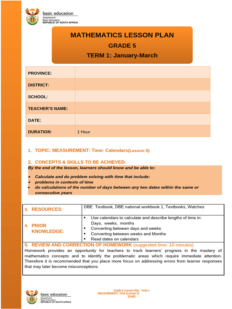 Grade 4 Time Measurement Lesson Plan | PDF | Learning | Lesson Plan