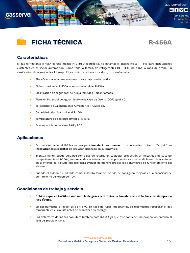 Gas Refrigerante R-456A: Características y Usos | PDF | Líquidos ...