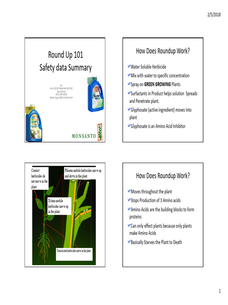 Roundup Herbicide Safety Overview | PDF | Toxicology | Occupational ...