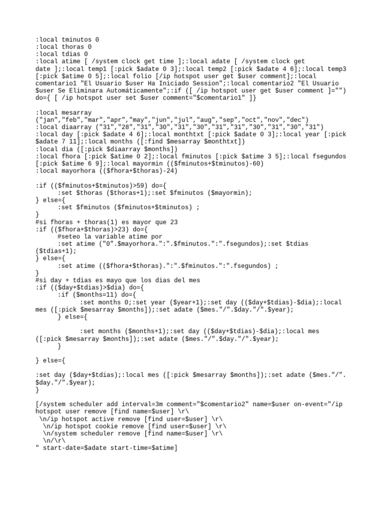 MikroTik Hotspot User Session Script | PDF