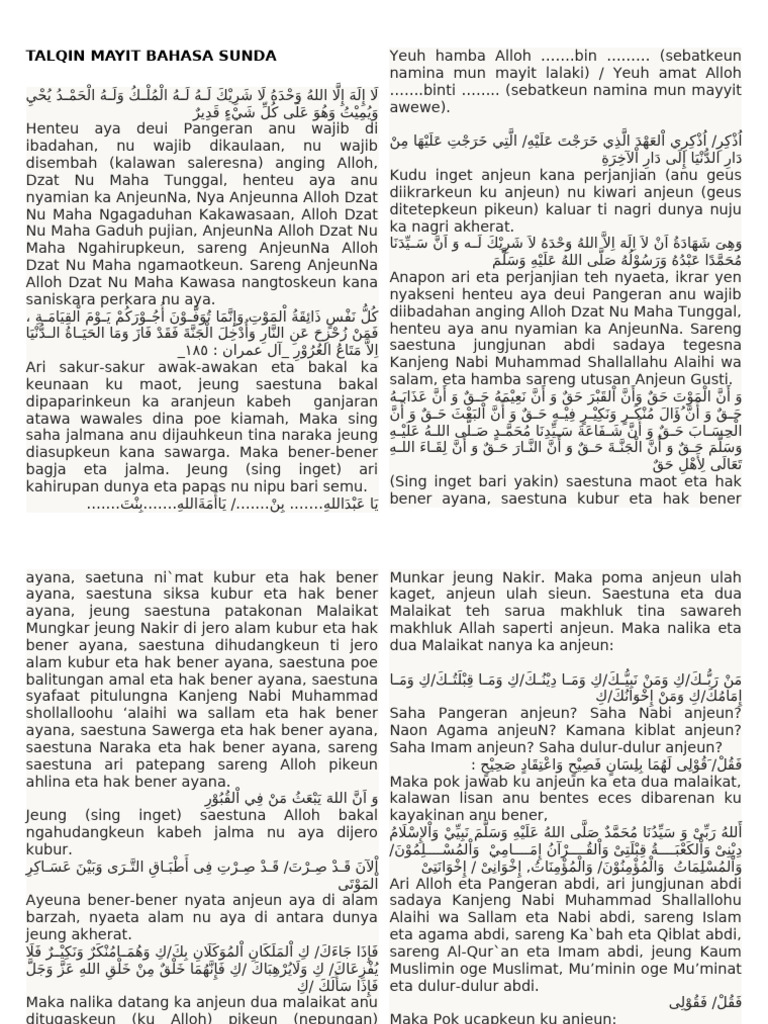 Talqin Mayit Bahasa Sunda | PDF