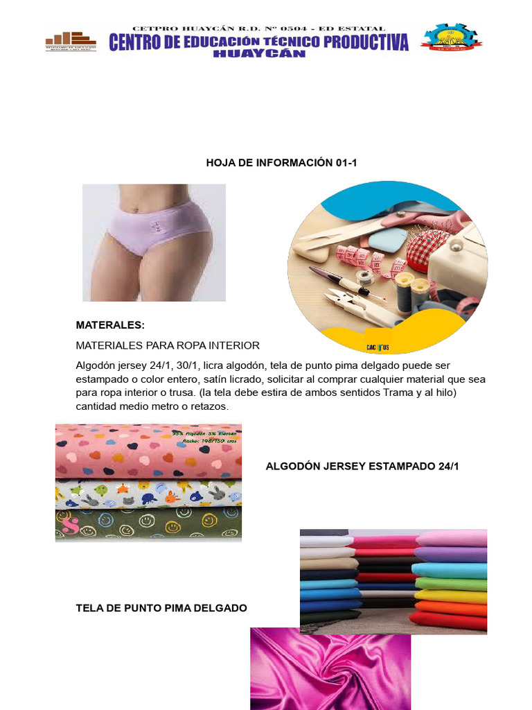 01-1 Materiales - para - Ropa - Interior | PDF