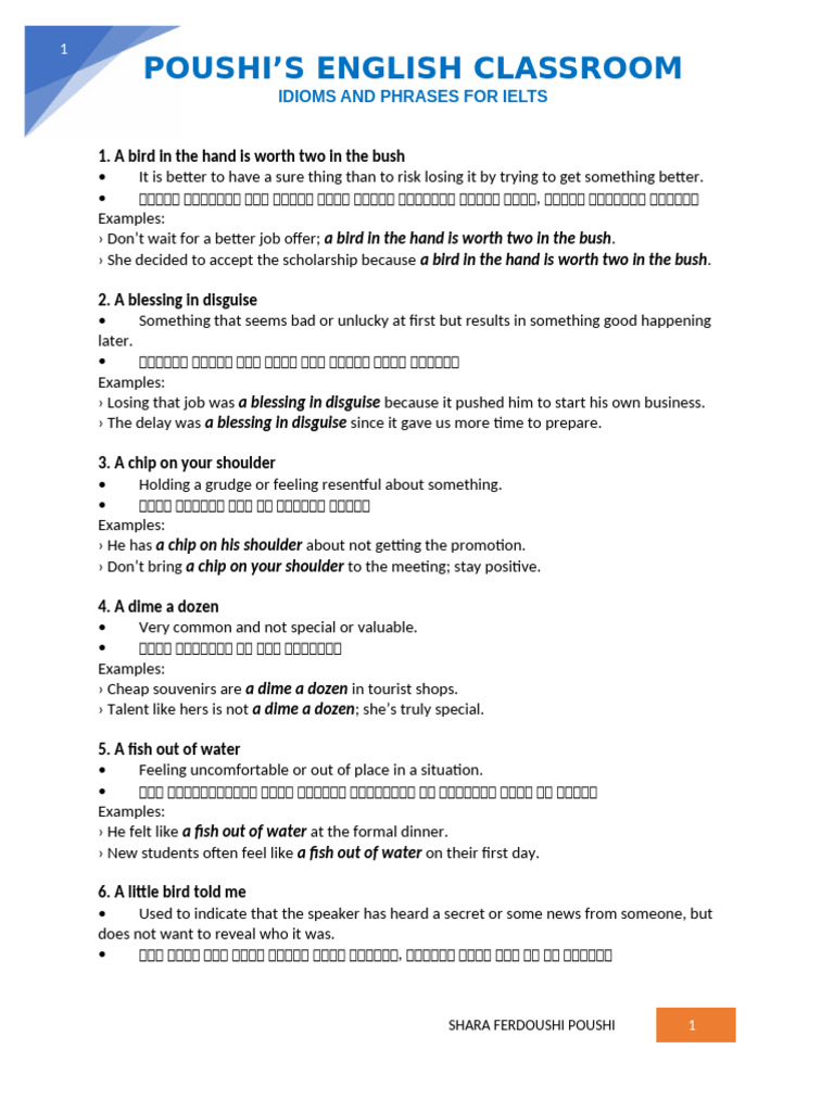 Idioms and Phrases for IELTS Success | PDF