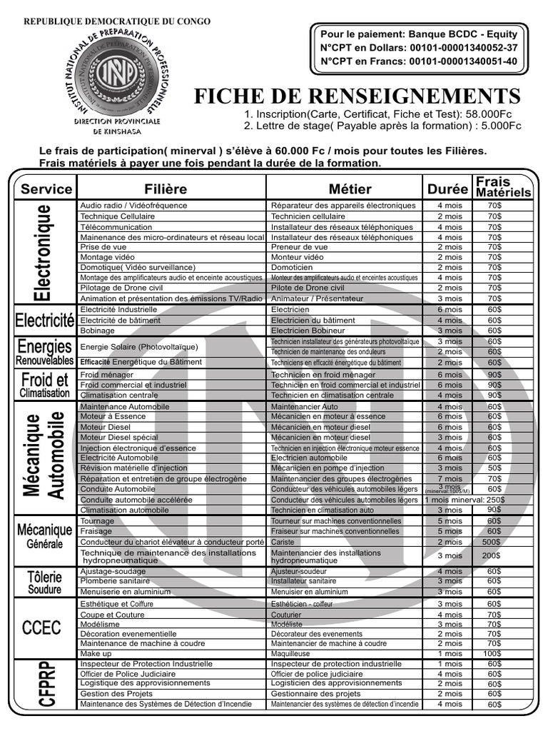 Fiche de Renseignements INPP RDC | PDF | Voitures | Informatique