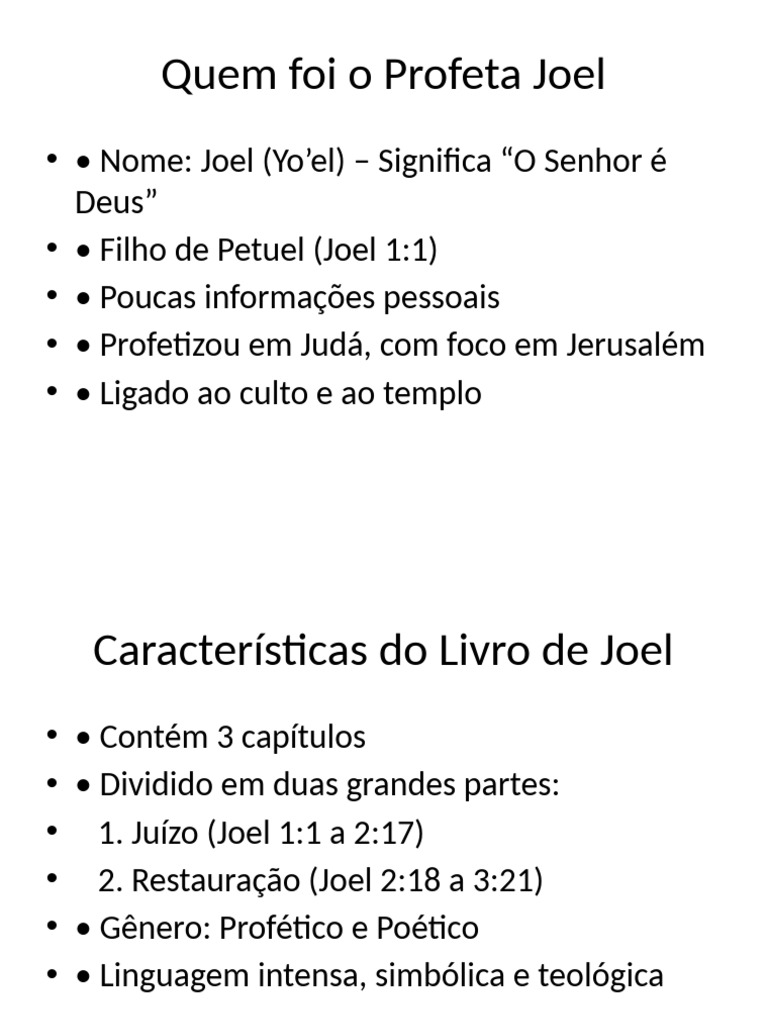 Resumo do Livro de Joel | PDF