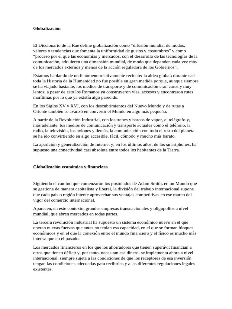 Impacto de la Globalización en el Mundo | PDF | Globalización | Business