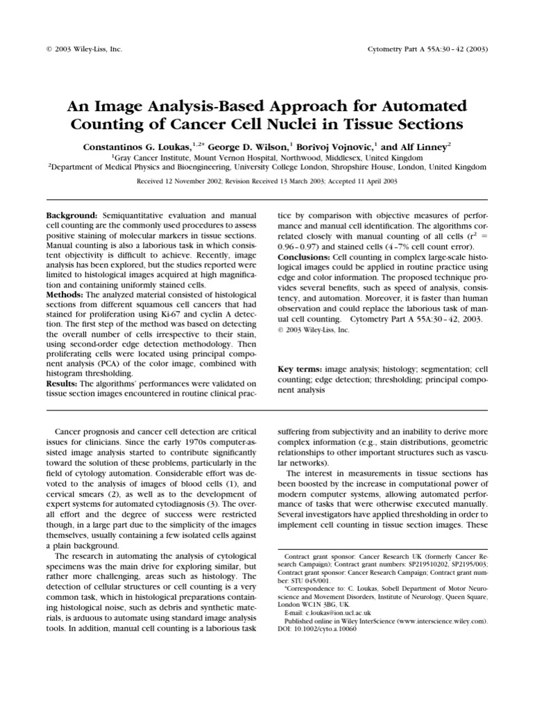 Automated Cancer Cell Counting via Image Analysis | PDF | Image ...