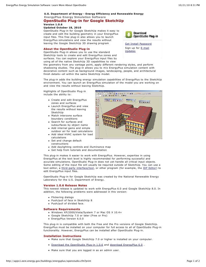 OpenStudio for EnergyPlus Users | PDF | Sketch Up | Plug In (Computing)