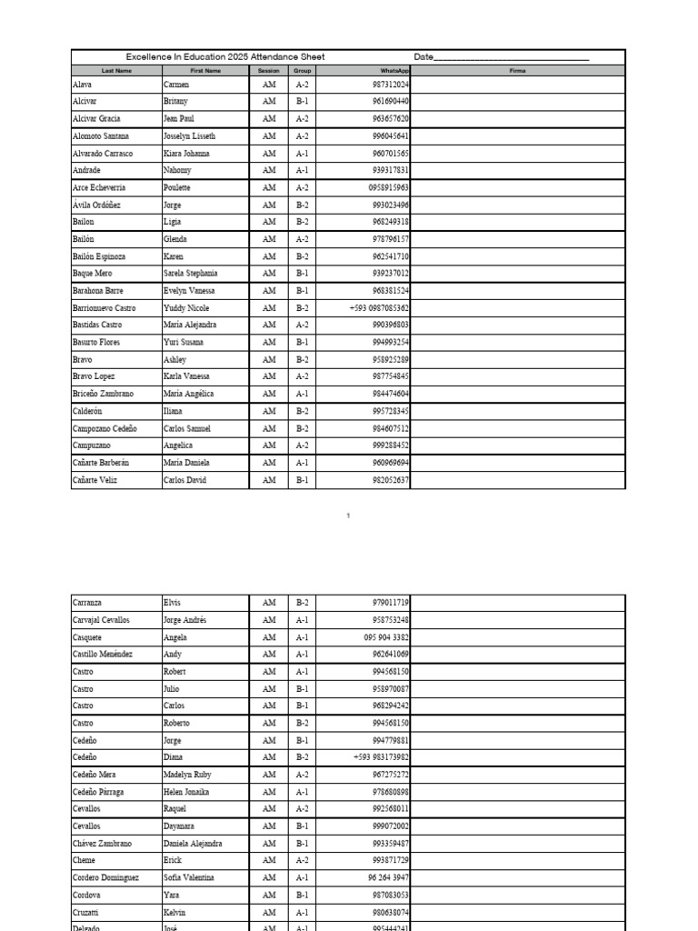 Excellence in Education 2025 Final Roster | PDF