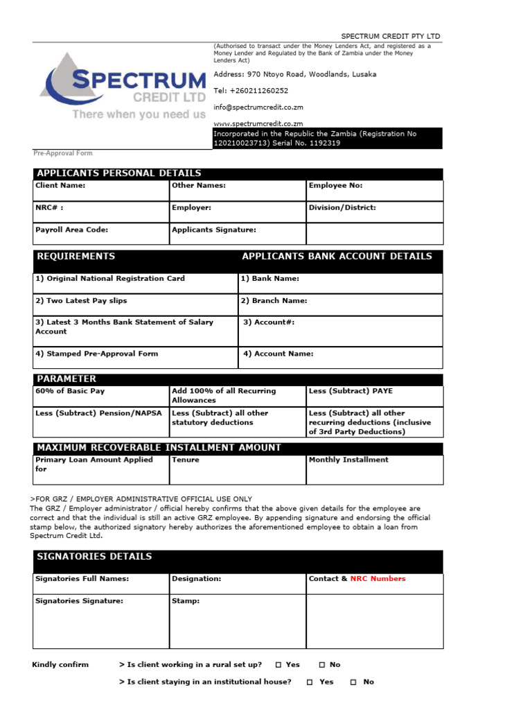 Spectrum Credit Loan Pre-Approval Guide | PDF | Banks | Loans