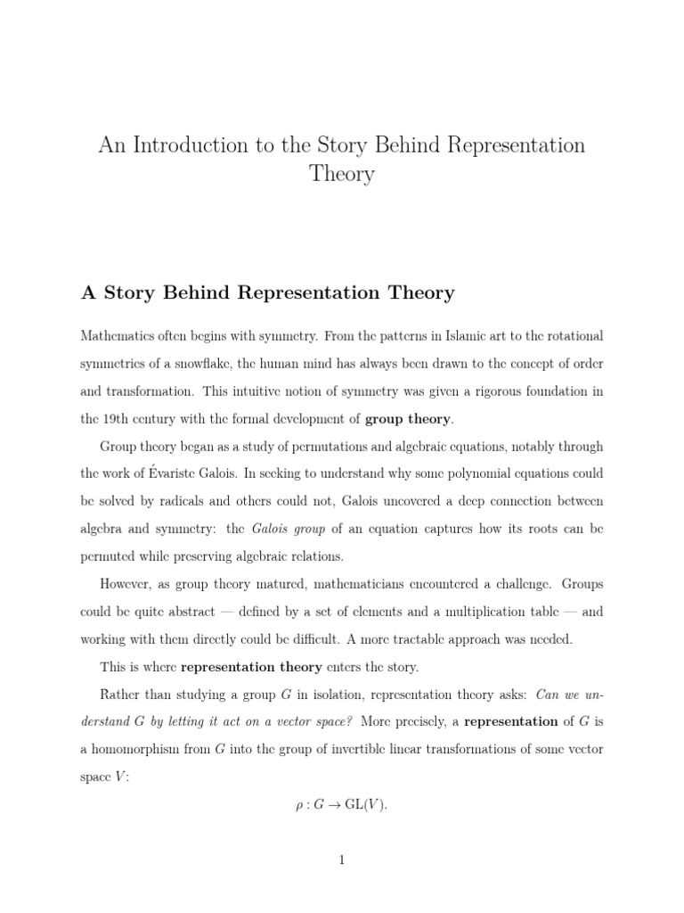 Story of Representation Theory | PDF | Group (Mathematics ...