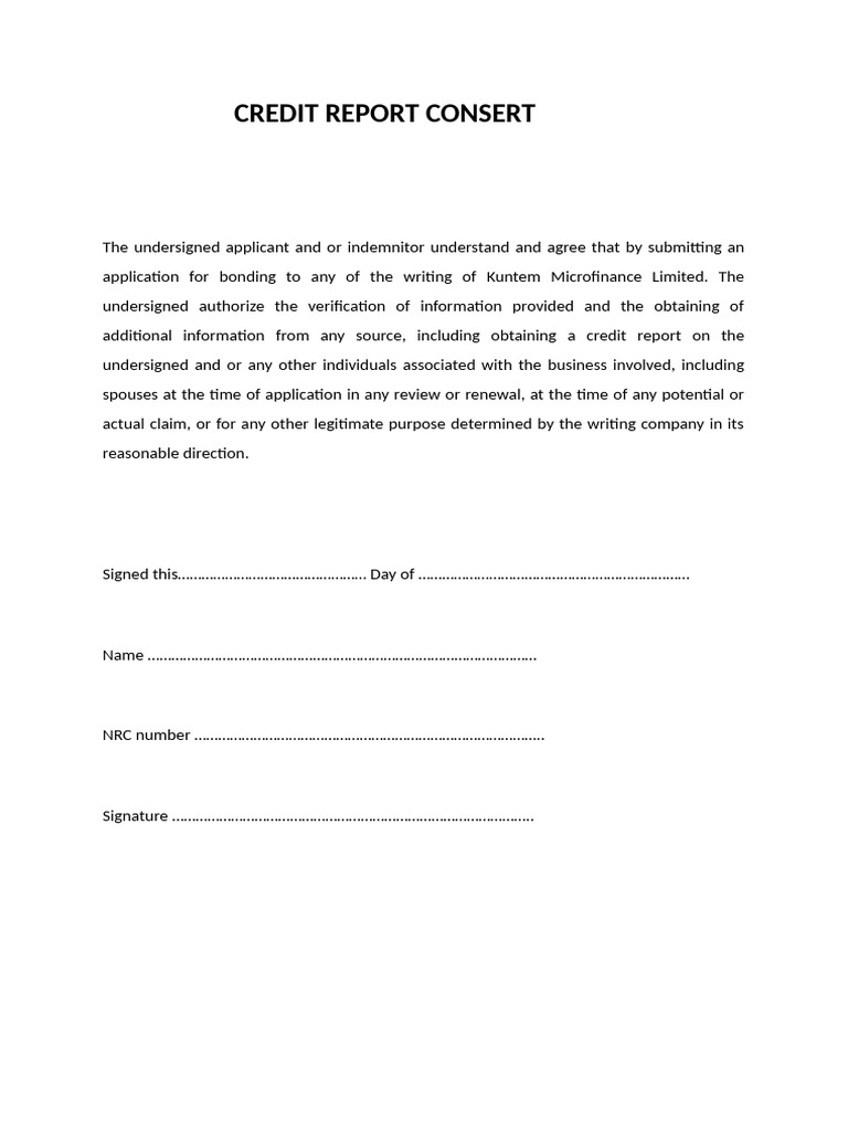 Kuntem Credit Report Consent Form | PDF