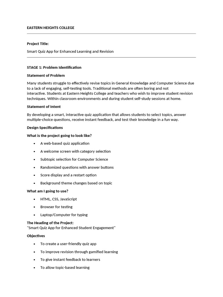 Smart Quiz App for Student Revision | PDF | Usability | Java Script