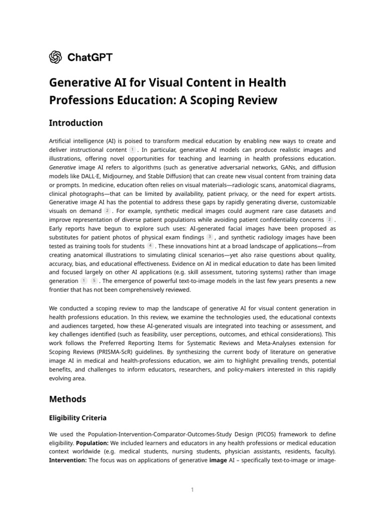 Generative AI For Visual Content in Health Professions Education - A ...
