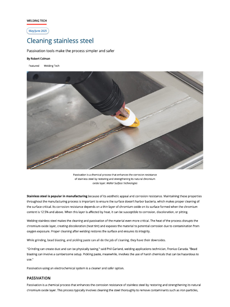 SSteel Passivation Cleaning | PDF