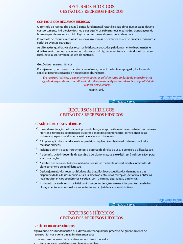 Gesto de Recursos Hidricos - Introduo | PDF | Interdisciplinaridade ...