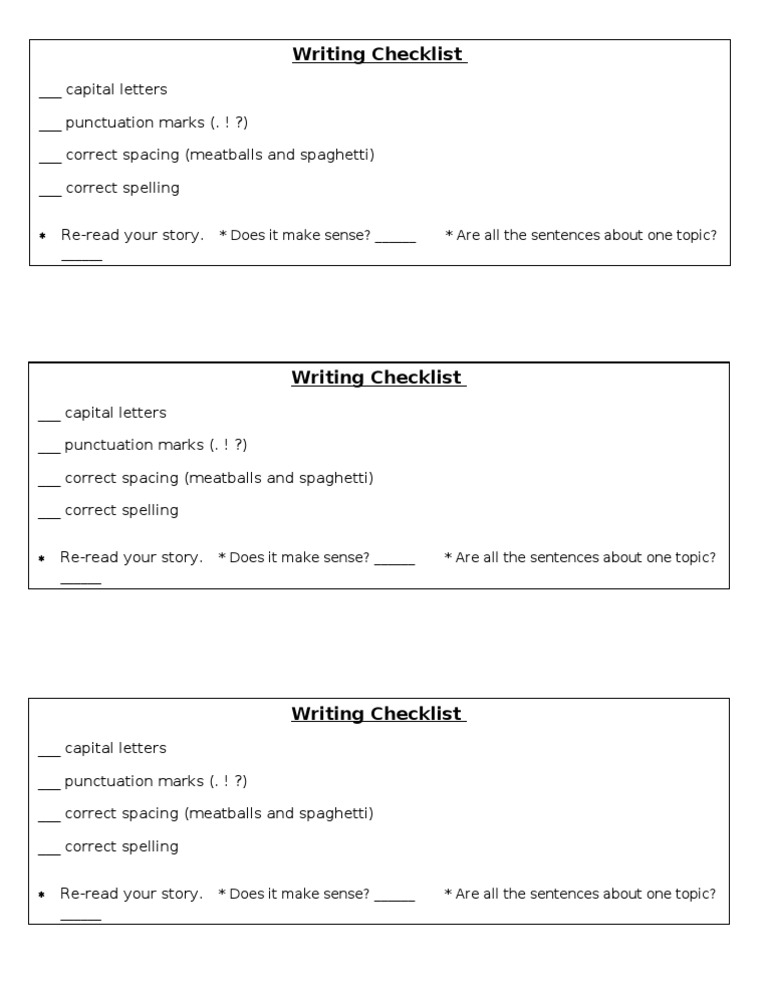 Writing Checklist - Centers | PDF | Language Arts & Discipline