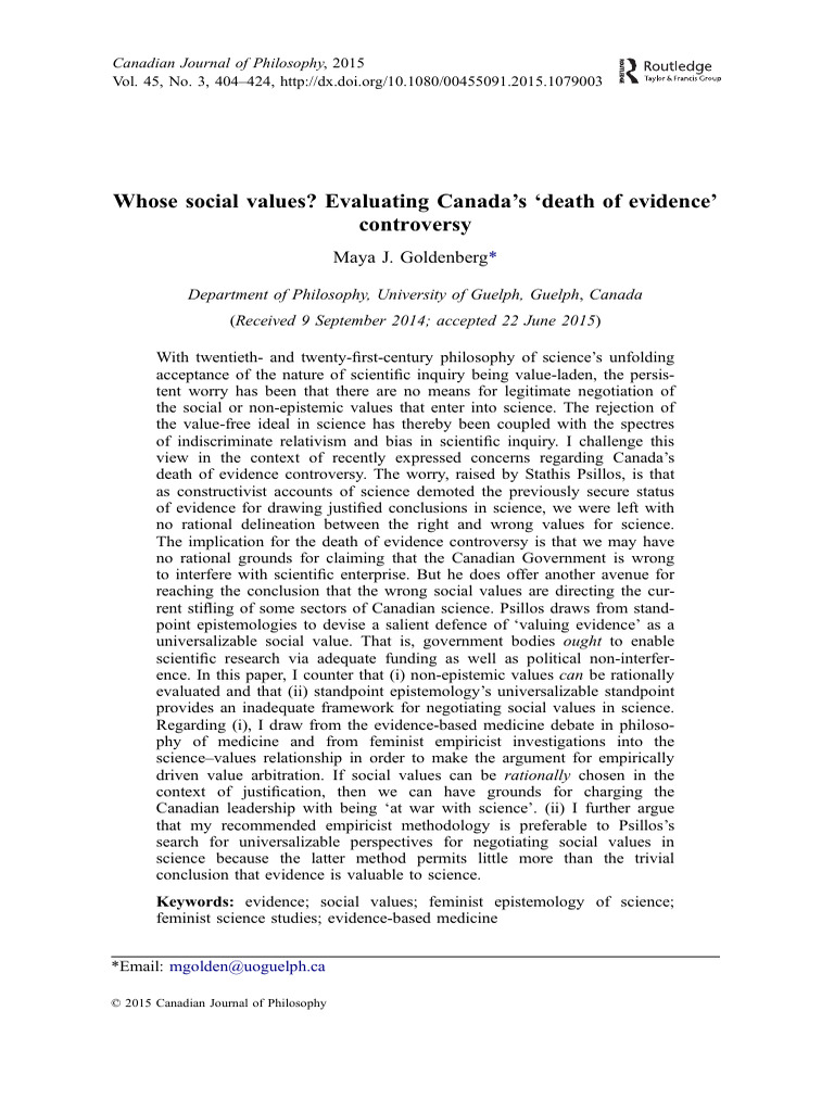 Evaluating Canada's Death of Evidence Debate | PDF | Epistemology ...