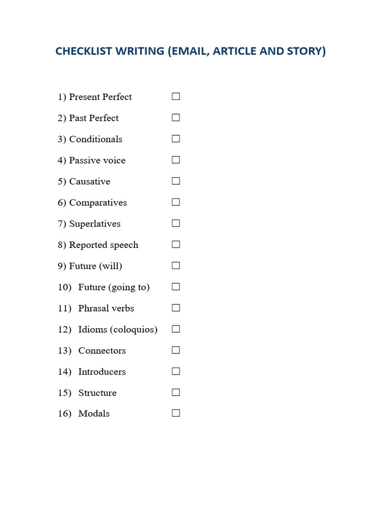 Essential Writing Checklist Guide | PDF