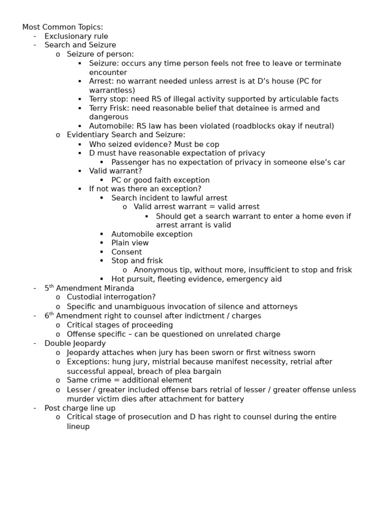 Key Concepts of Criminal Procedure | PDF | Search And Seizure | Miranda ...