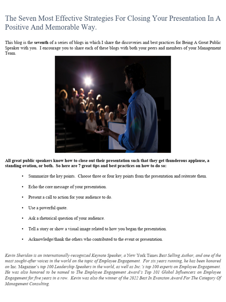 7 Strategies to Close Presentations Effectively | PDF | Business ...
