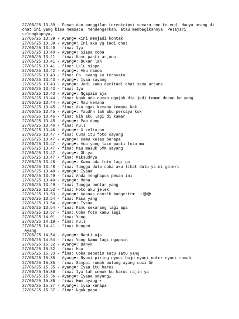 Chat Romantis Ayang dan Fina | PDF