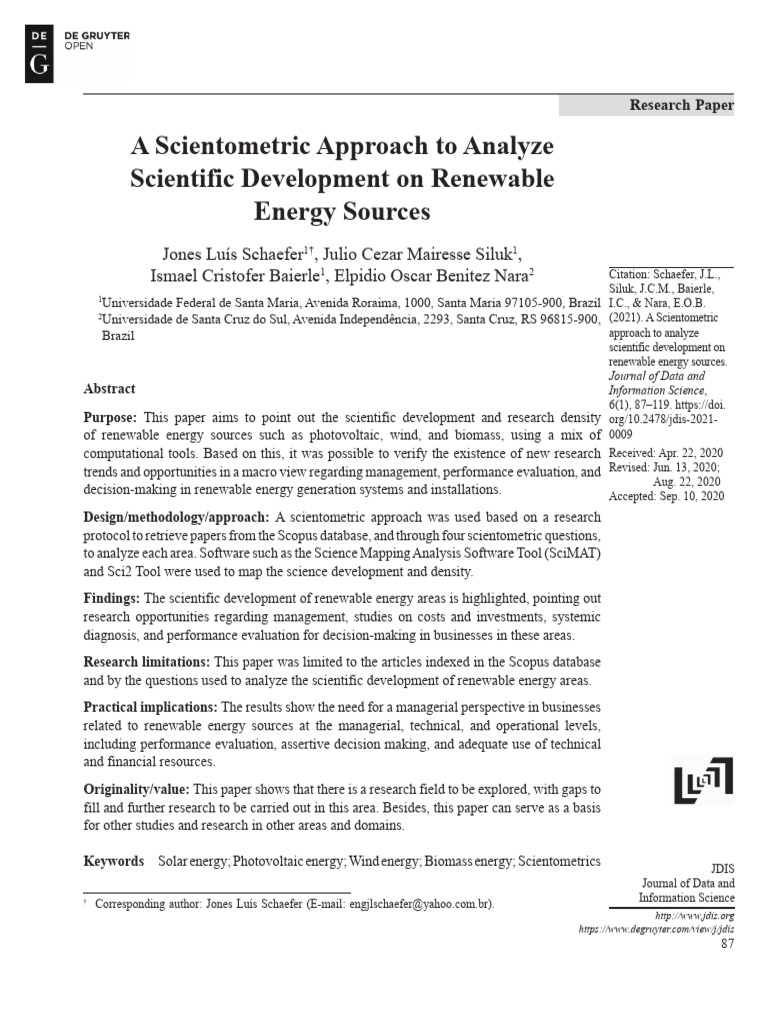 Scientometric Analysis of Renewable Energy | PDF | Renewable Energy ...
