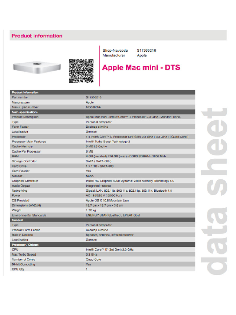 RTO Hardware Specification Mac Mini | PDF