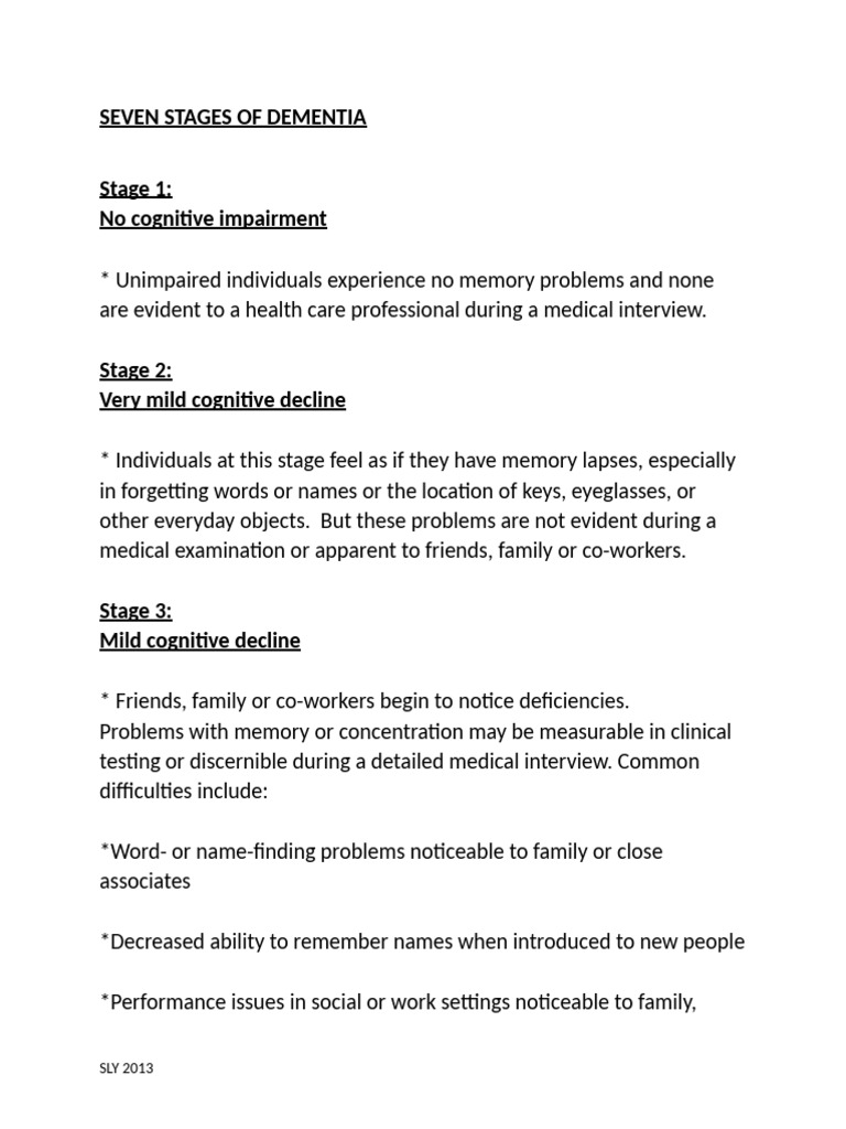 Seven Stages of Dementia | PDF | Dementia | Memory