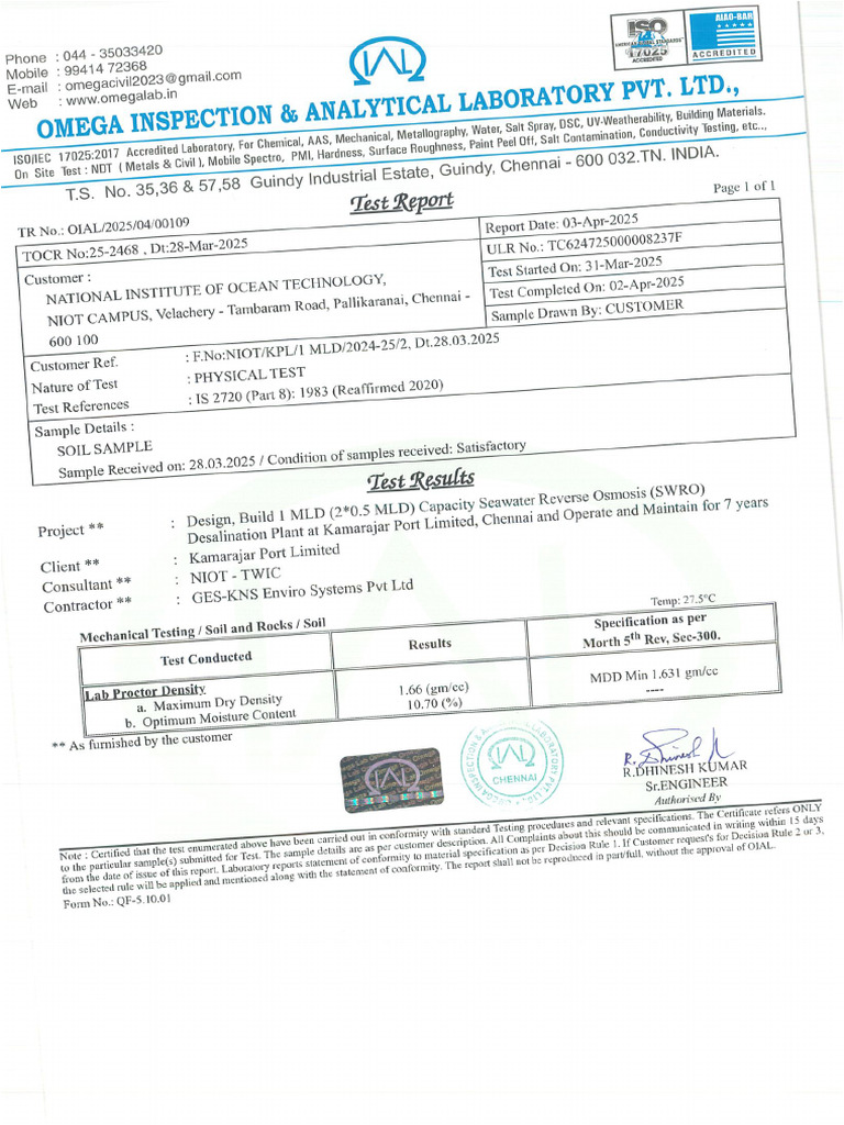 03 Physical Test Soil and GSB - MDD - OMC | PDF